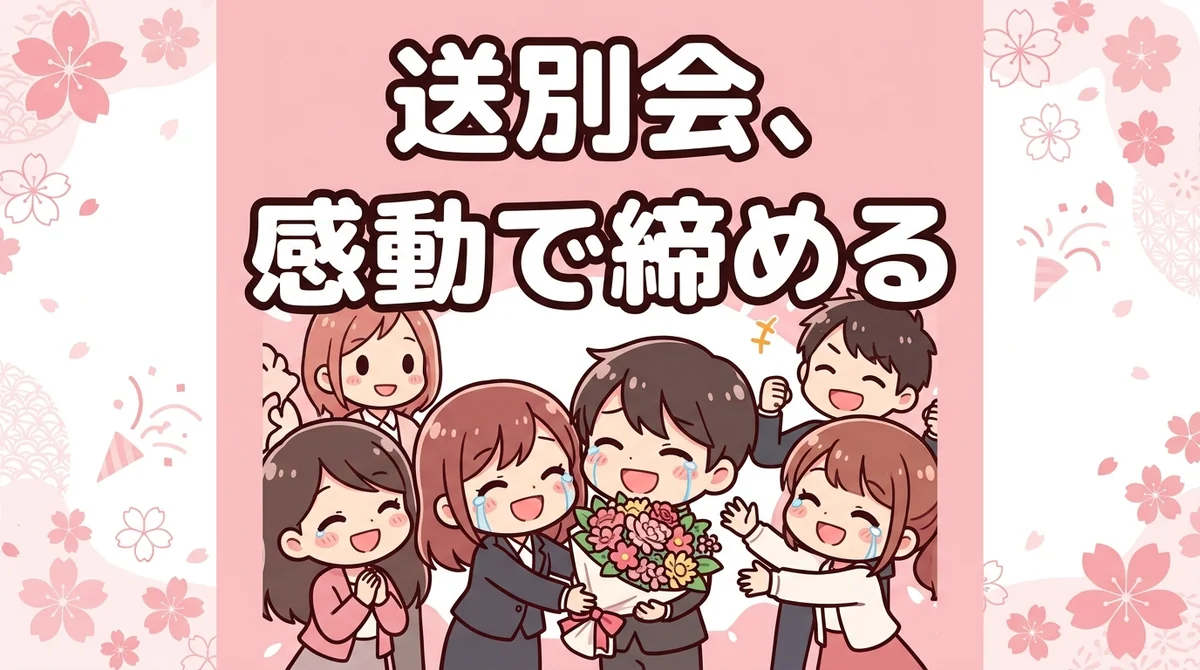 送別会、 感動で締める
